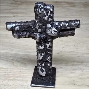 Welded Rebar Cross Standing 4.5" Rustic Metal Farmhouse Christian Decor